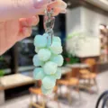 Colorful rose grape bunch keychain stylish shiny bead bag pendant car key ring charm decor - Colorful Rose String - Light Green