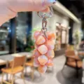Colorful crystal beaded keychain, trendy strawberry cluster charm for bags, phones, and keys. - Colorful Heart String - Orange