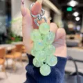 Exquisite green acrylic beaded bag charm, clear faceted design, elegant keychain accessory. - Transparent Pineapple String - Green