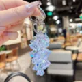 Charming lily of the valley crystal flower keychain pendant, holographic bag charm. - Transparent Lily of the Valley String - Blue