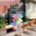 Colorful lily of the valley keychain, exquisite bag charm with heart clasp and metal tag. - Colorful Lily of the Valley String - Rainbow