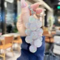 Holographic acrylic bead bag charm and keychain, trendy glitter cluster accessory for women. - Transparent Pineapple String - Gray