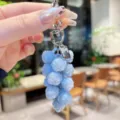 Creative iridescent rose grape keychain, stylish colorful solid bead bag and car charm pendant. - Colorful Rose String - Blue