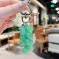 Detail shot of translucent green acrylic rose cluster bag charm and keychain pendant. - Transparent Rose String - Green