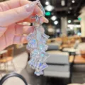 Crystal lily of the valley keychain, colorful flower bag charm and accessory for women. - Transparent Lily of the Valley String - Gray