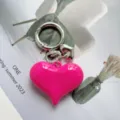 Cute candy color pink heart alloy keychain bag charm stylish fashion accessories pendant gift - Rose Red