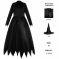 Schwarzes Halloween Hexen Kostüm Kleid und Hut Set für Damen Erwachsener Cosplay Party Outfit - XS / Kleider