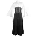 Medieval Renaissance dress off shoulder long flare sleeve corset skirt gothic cosplay - S / Black