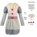 Αποκριάτικη στολή κλόουν cosplay Halloween μέγεθος L με φόρεμα κολάρο και κόκκινες μπάλες. - XS / Γκρι Στυλ Κλόουν Ενήλικες Γυναίκες
