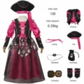 Ensemble de costume de pirate rose pour enfants avec robe, chapeau et accessoires Halloween. - 110 / Robe de Princesse Rose Pirate