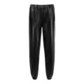 Pantaloni jogger in ecopelle nera da donna, eleganti pantaloni larghi streetwear. - XS / Nero Colorato