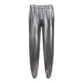 Holographic metallic jogger pants for women, shiny baggy streetwear trousers for party. - Gunmetal Gray