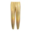 Vista dettagliata metallica olografica dorata di tessuto di pantaloni larghi ed elastico. - XS / Oro Metallico