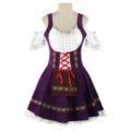 Lindo vestido de sirvienta bávara de cerveza morada con blusa blanca para cosplay. - S / Púrpura