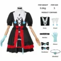 Σετ αποκριάτικης στολής cosplay μαύρο κόκκινο φόρεμα με σάλι γάντια για πάρτι και εκδηλώσεις. - XS / Κωφή Κοπέλα Στέλλα
