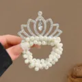 Pearl crown hair tie with sparkling rhinestones, elegant elastic hair scrunchie for women. - Crystal Water Drop Pendant Crown Pearl Hair Tie