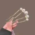 Pearl U-shaped hair fork elegant metal hair pin bun maker hair styling accessory for women. - Rhinestone Pearl Hairpin / Gold