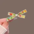 Korean sweet crystal bow hair clip with colorful stones and sparkling rhinestones variant style - Colorful Rhinestone Bow Duckbill Clip / Colorful