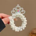 Pearl crown hair scrunchie, elegant rhinestone kids hair band for cute ponytails daily use. - Heart Colorful Diamond Crown Pearl Hair Tie