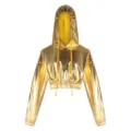 Metallic shiny holographic cropped hoodie long sleeve laser festival rave party top for women - Gold