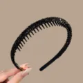 Black crystal rhinestone headband with anti-slip teeth for daily face washing and makeup. - Full Rhinestone Tooth Headband / Black