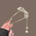 Pearl butterfly U-shaped hair stick, elegant metal hair fork for styling and buns. - Full Diamond Double Butterfly