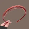 Red anti-slip plastic teeth headband for women, daily facial washing hair hoop accessory - Orange Matte Braided Headband