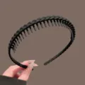 Black plastic teeth headband variant, anti-slip hair hoop for face washing and daily use. - Matte Black Braided Style