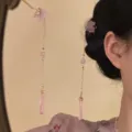 Chinese style hair stick with flower tassel elegant hairpin for women hanfu hair accessories - Fenyu Shengyan - One Pair