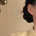 Chinese style hair clip with pearls and floral design, variant color display for hanfu. - Taohua Shan - Single Piece