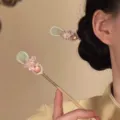 New Chinese vintage floral pearl hair stick, elegant metal hair fork for Hanfu styling. - Taohua Shan - One Pair