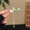 Green Butterfly Hanfu Hair Clip Ancient Style Tassel Side Clip Duckbill Hair Accessory - Three Green Butterflies Tassel Side Clip Single Pack