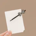 Pinza de pelo de diamantes de imitación negros horquilla lateral accesorios brillantes mujer - Lazo de Cristal Corazón / Negro