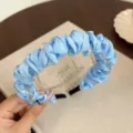 Blue mesh pleated cloud headband with teeth for women, stylish hair hoop for high hair top. - Blue