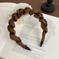 Brown braided bubble headband for women, high crown design, stylish daily hair hoop accessory. - Coffee Satin