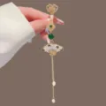 Chinese traditional style ruyi fan pendant hanging ornament for hanfu and qipao dress decor - Emerald Bamboo Folding Fan Tassel Waist Pendant