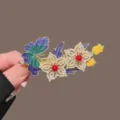 Elegant Chinese style hair clip featuring exquisite enamel butterfly and pearl floral design. - Enamel Butterfly Pearl Flower Duckbill Clip