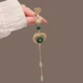 Chinese style vintage yajin hanging ornament, elegant dragon jade pendant hanfu accessory. - Ruyi Dragon & Phoenix Tassel Waist Pendant