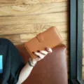 Women's long leather wallet brown minimalist card holder casual daily clutch purse elegant accessory - Caramel color