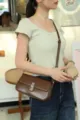 Koreanische Retro Tofu Schultertasche Damen PU Leder Schicke Modische Umhängetasche Braun - 25x7x14cm / Braun