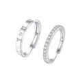 Silbernes Paarring-Set mit funkelndem Zirkonia, minimalistisches offenes Ringdesign für den Alltag. - Einstellbar Offen / Reihenbohrer Damen Ring (J271)