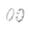 Minimalistisches Paarringe Set mit Zirkonia Steinen, elegantes offenes Design für den Alltag. - Einstellbar Offen / Schleife Damen Ring (J1111)