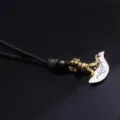 Retro vajra chopper necklace for men, punk style metal axe pendant with black cord chain. - Pendant with Black Rope
