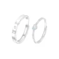 Detailansicht des Partnerring-Sets mit geometrischem Zirkoniastein und Herz-Stein-Ring. - Herz Damen Ring (J2059)