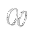 Silver couple rings open adjustable matching bands minimalist textured jewelry gift - Sweet Glacier Couple Rings