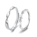 Silberne Paarringe offenes verstellbares minimalistisches Design schicker Schmetterling Geschenk - Schmetterlingsliebe Paar Ringe