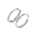 Paarringe verstellbar silber verdrehtes Design minimalistischer Schmuck fur Liebende Geschenke - Möbius Paar Ringe