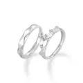 Silver couple matching rings geometric open adjustable zircon crown rings for lovers - Crown Couple Rings