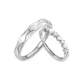 Couple silver rings adjustable open wave heart zircon rings romantic lovers gift jewelry - Lifetime True Love Couple Rings