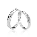 Silver couple rings adjustable open rings matching minimalist engagement jewelry gifts for lovers - In Love River Couple Rings